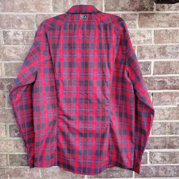 Adidas Red and Blue Plai Shirt M - Picture 5 of 6